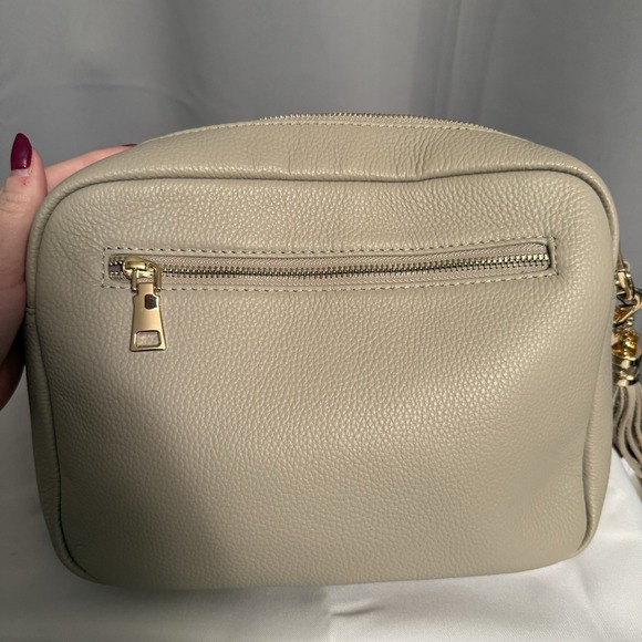 Pom Pom London City Plus Leather Crossbody Bag Purse Charm Stone Light Tan NWOT - Picture 7 of 16